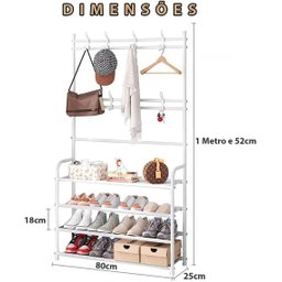 Sapateira para Quarto com Ganchos 4 Prateleiras Multiuso Forte Branca - 4