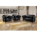 Ver imagem 2 de Conjunto Sofá Chesterfield 2 lugares Com 2 Poltronas Duquesa - Couríssimo Preto