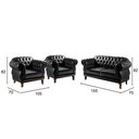 Ver imagem 3 de Conjunto Sofá Chesterfield 2 lugares Com 2 Poltronas Duquesa - Couríssimo Preto