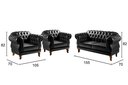 Ver imagem 3 de Conjunto Sofá Chesterfield 2 lugares Com 2 Poltronas Duquesa - Couríssimo Preto