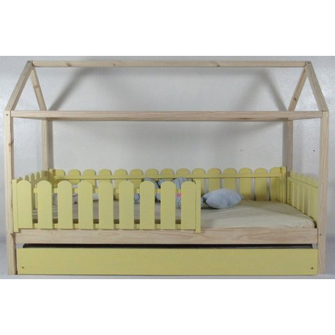 Bicama Infantil Solteiro Casinha Colorida Madeira Maciça Pinus Grade Cercadinho