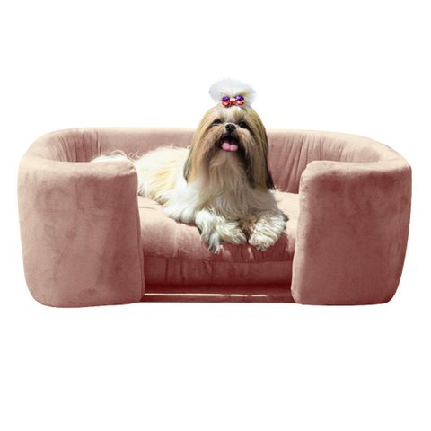 Poltrona Cama Pet Hannah Luxo - Veludo Rose
