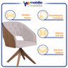 Poltrona Decorativa Giratória Núbia para Sala de Estar Veludo Bege - Mobília Mobília - 5