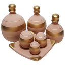 Ver imagem 1 de Jogo de Vasos Trio Shalon e Centro de Mesa 3 Esferas Fosca - Bege Gold