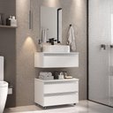 Ver imagem 1 de Conjunto Gabinete Banheiro Creta 60cm (gabinete+espelheira+cuba) Branco Inteiro