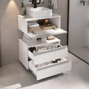 Ver imagem 6 de Conjunto Gabinete Banheiro Creta 60cm (gabinete+espelheira+cuba) Branco Inteiro