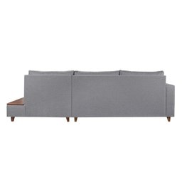 Sofá Fixo com Chaise Milão Cinza 2,58cm Pés Madeira - 3