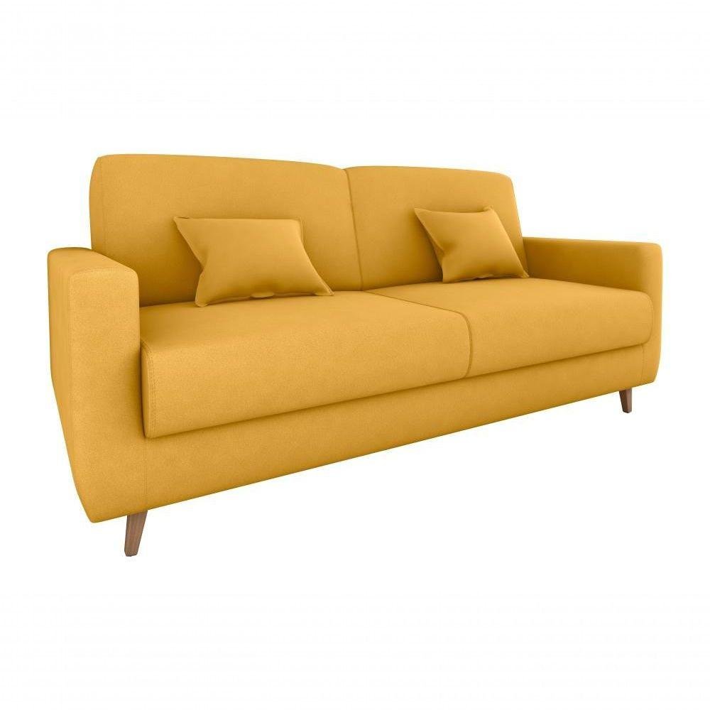 Sofá Cama Emília 2 Lugares 190cm Veludo Amarelo Matrix - 1