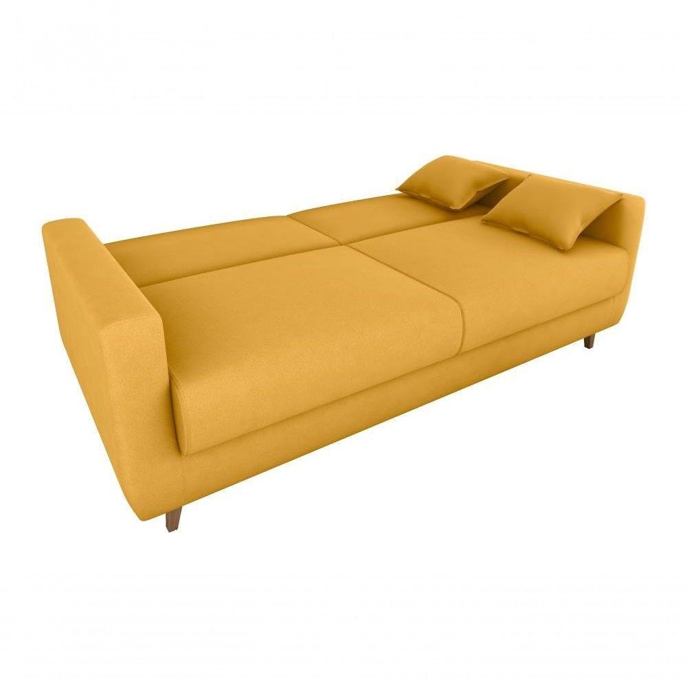 Sofá Cama Emília 2 Lugares 190cm Veludo Amarelo Matrix - 2