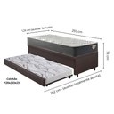 Ver imagem 2 de Bicama Box Baú Viúva 120x203 Courino Linho Marrom com Colchão Adapto Molas Ensacadas Ecoflex