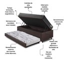 Ver imagem 5 de Bicama Box Baú Viúva 120x203 Courino Linho Marrom com Colchão Adapto Molas Ensacadas Ecoflex