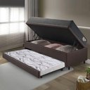 Ver imagem 3 de Bicama Box Baú Viúva 120x203 Courino Linho Marrom com Colchão Adapto Molas Ensacadas Ecoflex