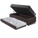 Ver imagem 4 de Bicama Box Baú Viúva 120x203 Courino Linho Marrom com Colchão Adapto Molas Ensacadas Ecoflex