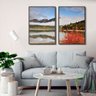 QUADROS DECORATIVOS PAISAGEM OUTONO MONTANHAS LAGO E NEVE:Preta - 2