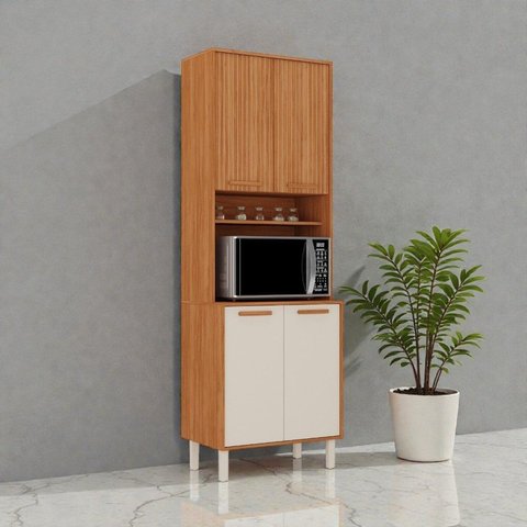 Paneleiro 4 Portas 70cm Espaço para Forno Portas Frisadas Itafriz Itatiaia Marrom/Cinamomo/Off White