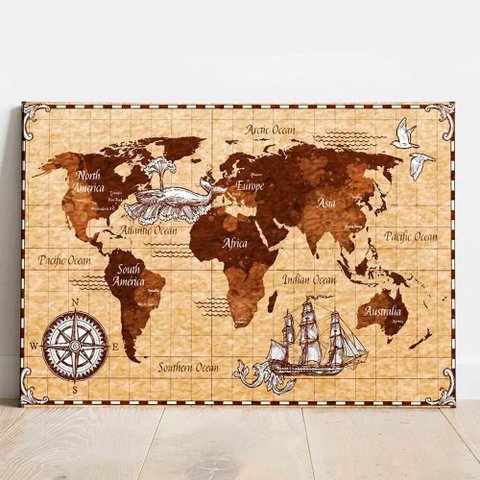 Placa Decorativa Metálica Mapa Antigo TACOLADO PAPEL DE PAREDE 20x30cm