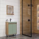 Ver imagem 1 de conjunto Banheiro Capri 60cm Armário Completo Gabinete Cuba Espelheira