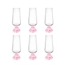 Ver imagem 1 de Conjunto 6 Taças de Champanhe em Vidro Base Cristal Prisma Rosa 290ml JL1018 Btc