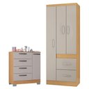 Ver imagem 1 de Cômoda 868 4 Gavetas e 1 Porta com Guarda Roupa Solteiro Milão 3 Portas Damasco Off White - Poquema
