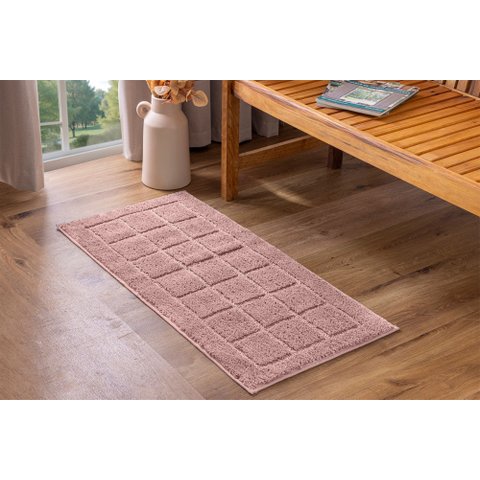 Tapete Athenas Extra Soft Antiderrapante 45x95cm Rozac - Quadrados Rosa