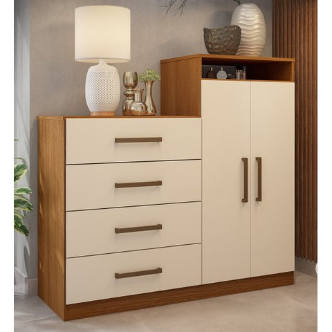 Cômoda Sapateira 4270 02 Portas 04 Gavetas Áurea Amendola Touch Off White Demóbile