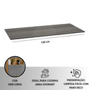 Ver imagem 3 de Tampo de Cozinha 120x51cm Cinza Gris P/ Balcão de Pia Armário Cooktop em Madeira Resistente Compacto