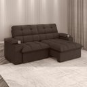 Ver imagem 1 de Sofá Retrátil e Reclinável 2,10m Suede Marrom c/ Porta Copo Liverton Xflex