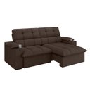 Ver imagem 4 de Sofá Retrátil e Reclinável 2,10m Suede Marrom c/ Porta Copo Liverton Xflex