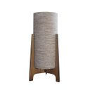Ver imagem 2 de Abajur Luminária de Mesa Modelo Tripé Madeira e Cúpula Tecido Linho 32cm x 15cm