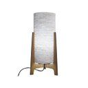Ver imagem 1 de Abajur Luminária de Mesa Modelo Tripé Madeira e Cúpula Tecido Linho 32cm x 15cm