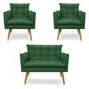 Ver imagem 1 de Kit 2 Poltronas E Namoradeira 2 Lugares Olivia Suede Verde
