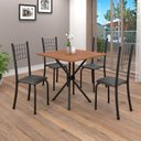 Ver imagem 1 de Conjunto de Mesa Tubular 70cm x 70cm Tampo em MDF com 4 Cadeiras Dany Preto/Liso/Txt