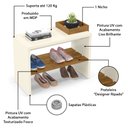 Ver imagem 6 de Sapateira Banco para Hall de Entrada com Prateleira Ripada Londres Off White/freijó - Lh Móveis