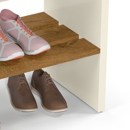 Sapateira Banco para Hall de Entrada com Prateleira Ripada Londres Off White/freijó - Lh Móveis - 9