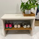 Ver imagem 4 de Sapateira Banco para Hall de Entrada com Prateleira Ripada Londres Off White/freijó - Lh Móveis