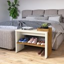 Ver imagem 7 de Sapateira Banco para Hall de Entrada com Prateleira Ripada Londres Off White/freijó - Lh Móveis