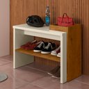 Ver imagem 1 de Sapateira Banco para Hall de Entrada com Prateleira Ripada Londres Off White/freijó - Lh Móveis