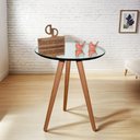 Ver imagem 1 de Mesa de Canto Redondo MDF Madeira Maciça 50cm Preto Decoraper