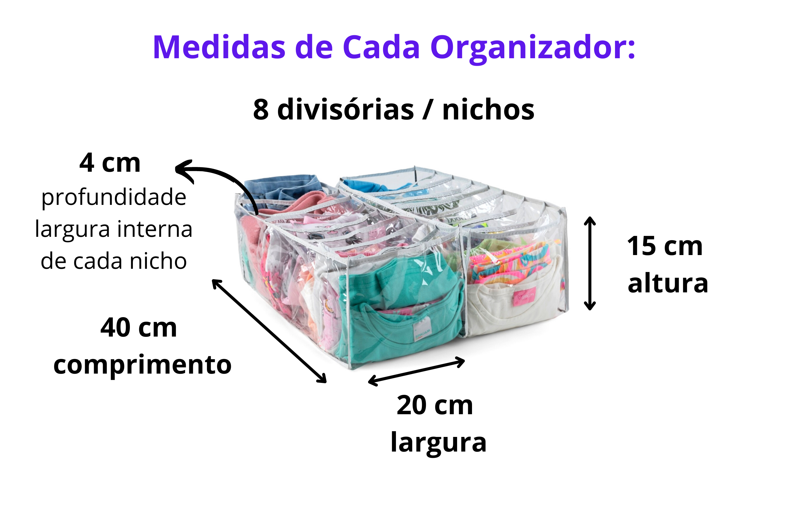 1 organizador de gaveta e armários colmeias medio roupas fitness camisetas calça - 3