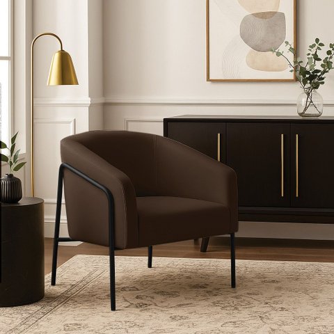 Poltrona Sala Industrial Alta Preto Stella Suede D03 - D’Rossi