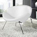 Ver imagem 1 de Poltrona Trevo Couro Sintético Branco Base Inox