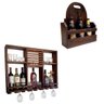 Bar Adega Rústico de Parede Art Madeira até 8 Garrafas + Cesta Artesanal Porta Bebidas 3 Garrafas - 1