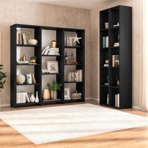 Kit com 1 Estante Livreiro 11 Nichos Odelia e 2 Estantes Modulares 5 Nichos Liverpool