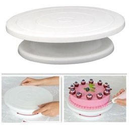 Kit Confeiteiro: Bailarina Prato Giratório Decorar Bolo + Nivelador Cortador Fio Duplo - 6