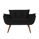 Ver imagem 3 de Conjunto Namoradeira Com 2 Poltronas Sala de Estar Opala Suede Preto - LM DECOR
