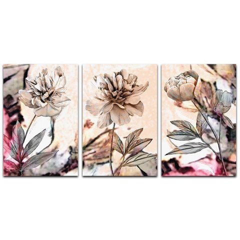 Kit Placas Quadros Decorativos 3 Pçs Mdf 20x30 Floridas Titulo Flores Pastéis