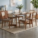 Ver imagem 2 de Mesa de Jantar Caju com 6 Cadeiras Estofadas Palmas Linho Bege Ornar