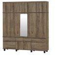Ver imagem 1 de Roupeiro / Guarda Roupas Gav Triplex 5 Portas com Espelho Central + 6 Gavetas Puxadores em Madeira C