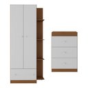 Ver imagem 3 de Guarda-roupas 2 Portas 1 Gaveta com Cômoda 3 Gavetas Multimóveis Mp4243 Madeirado/branco