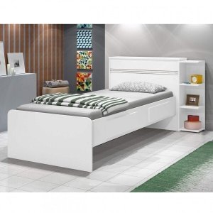 Cama Solteiro Jade com Baú 2 Gavetas  Color Flex